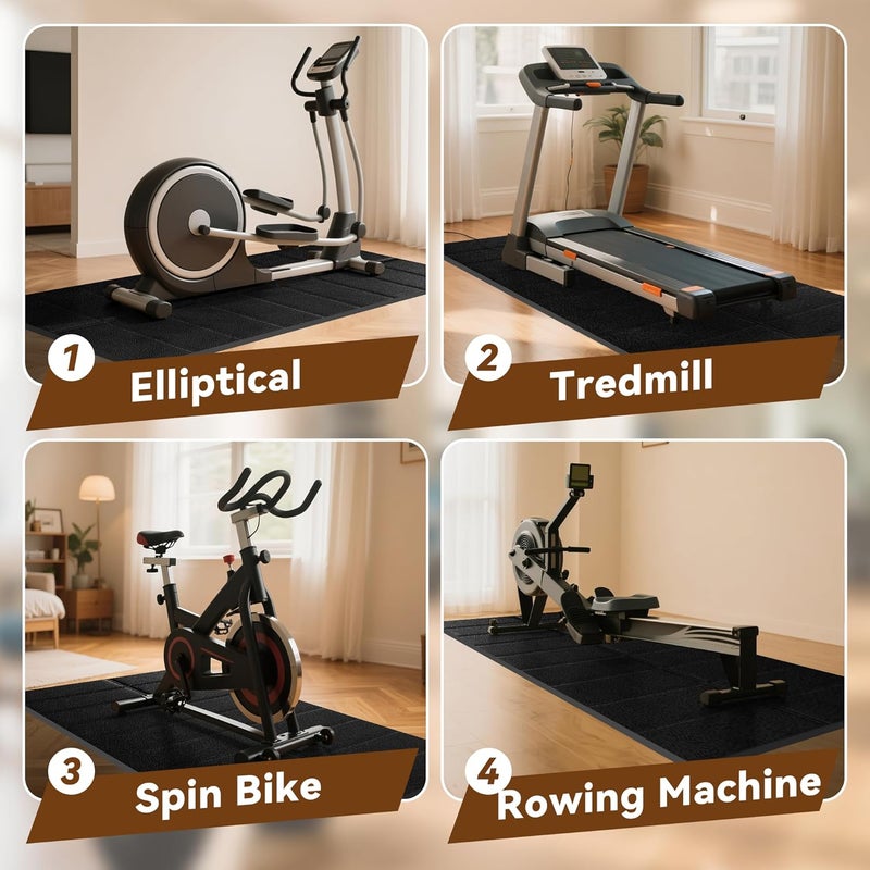 VTORY Walking Pad Mat for Carpet, Treadmill Mat for Hardwood Floors, Bike Mats Compatible with Peloton – Non-Slip Exercise Mats, Shock Absorbing & Floor Protection for Home Gym Use (71" x 32"x0.24"Th) - Image 2